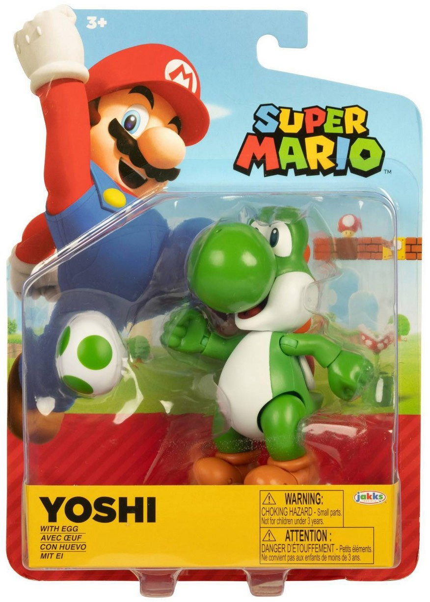 World of Nintendo Super Mario Yoshi 4 Action Figure with Green Egg