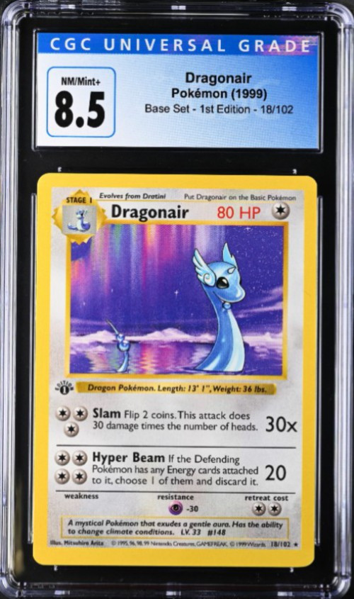 Pokemon Base Set Single Card Rare Dragonair 1st Edition 18 CGC