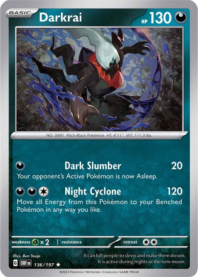 all darkrai pokemon cards Pokmon 105/189 & Cesselia Legendary Card Set - Darkness Ablaze - Sword & Shield Originally released November 6 Darkrai 167 SWSH08 Fusion Strike
