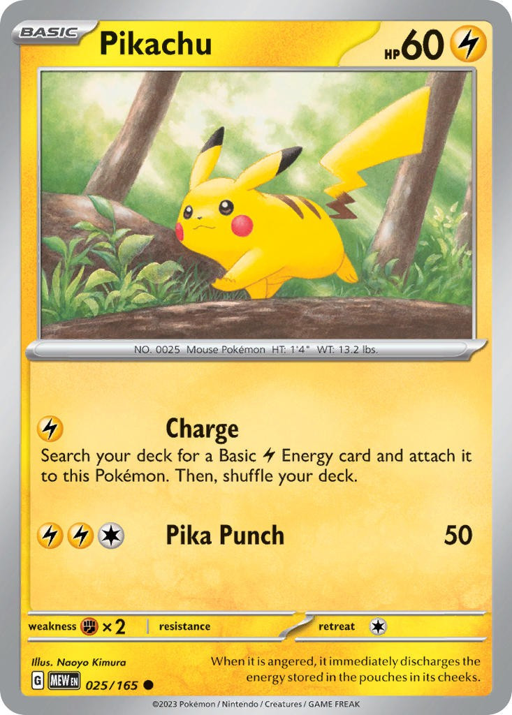 Pokemon Scarlet Violet 151 Single Card Common Pikachu 25 - ToyWiz