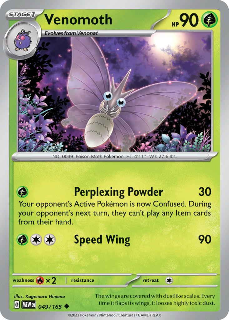 Pokemon Scarlet Violet 151 Single Card Uncommon Venomoth 49 - ToyWiz