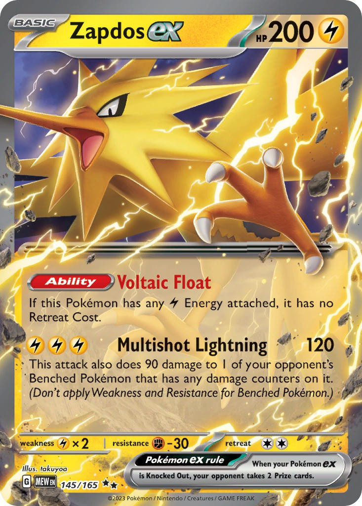 Pokemon Scarlet Violet 151 Single Card Double Rare Zapdos ex 145