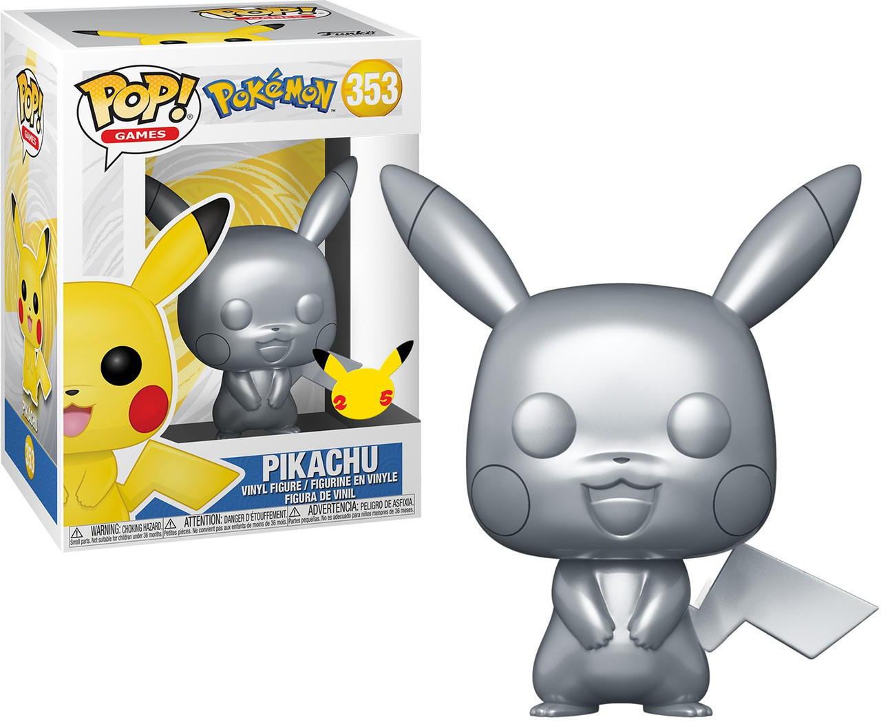 Funko Pokemon POP Games Pikachu Vinyl Figure 353 Metallic Silver