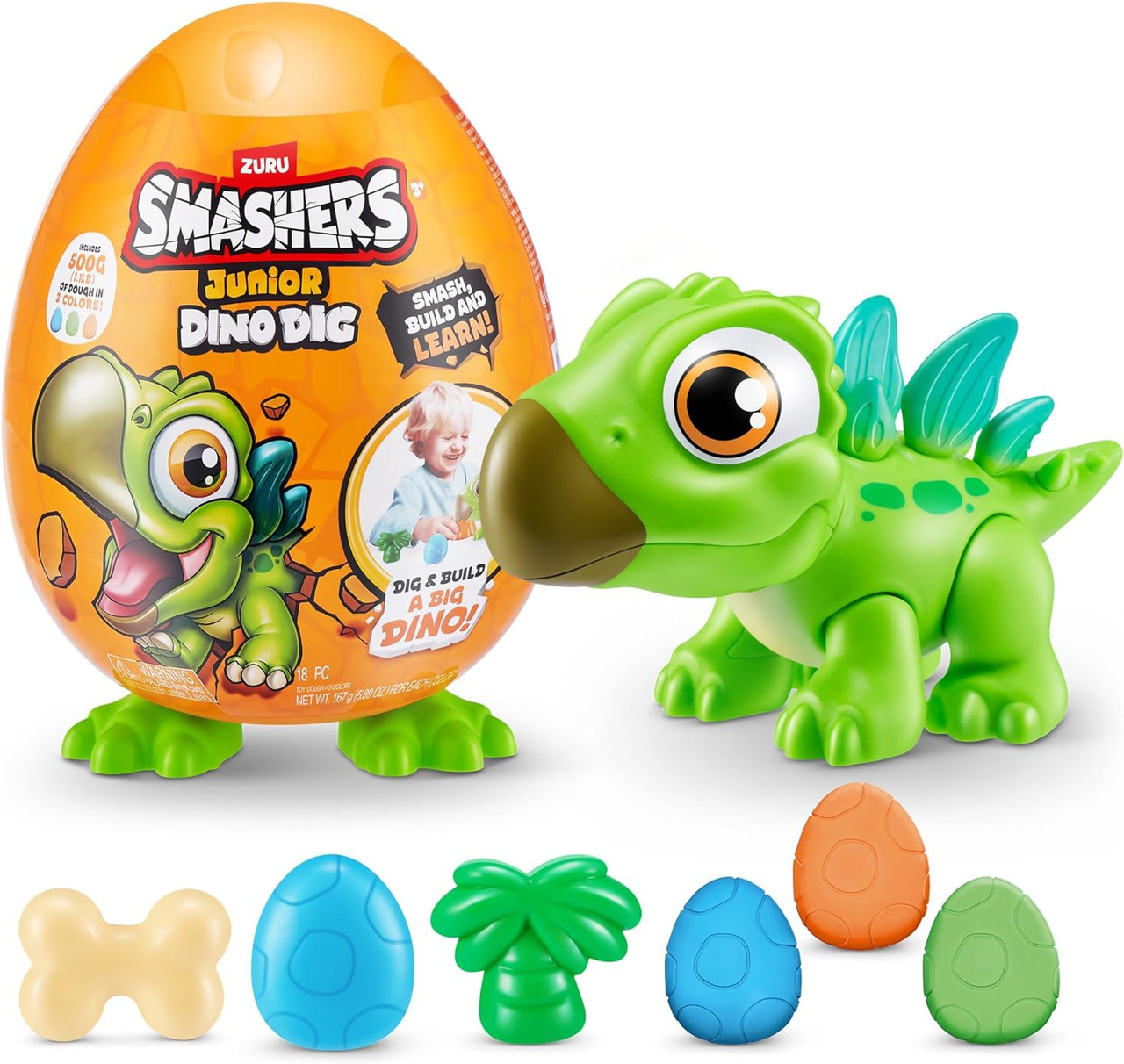 Smashers Junior Dino Dig Stegasaurus SMALL Mystery Egg GREEN