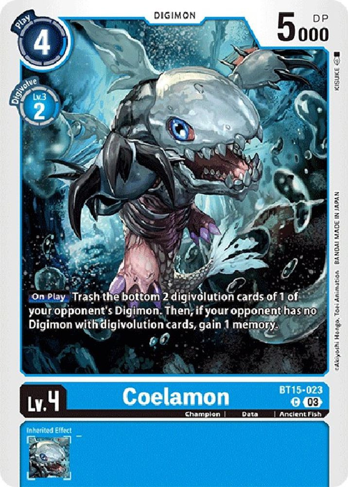 Digimon Exceed Apocalypse Single Card Common Coelamon BT15-023
