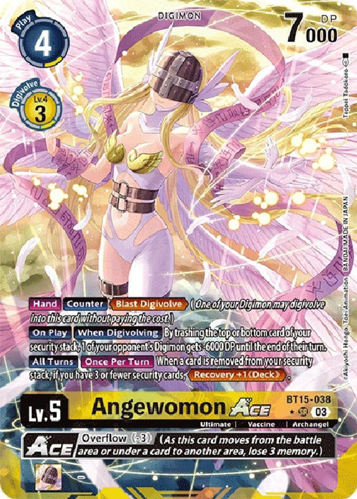 デジモンカード エンジェウーモン ACE BT15-038 Digimon Exceed Apocalypse Single Card Super Rare Angewomon Ace