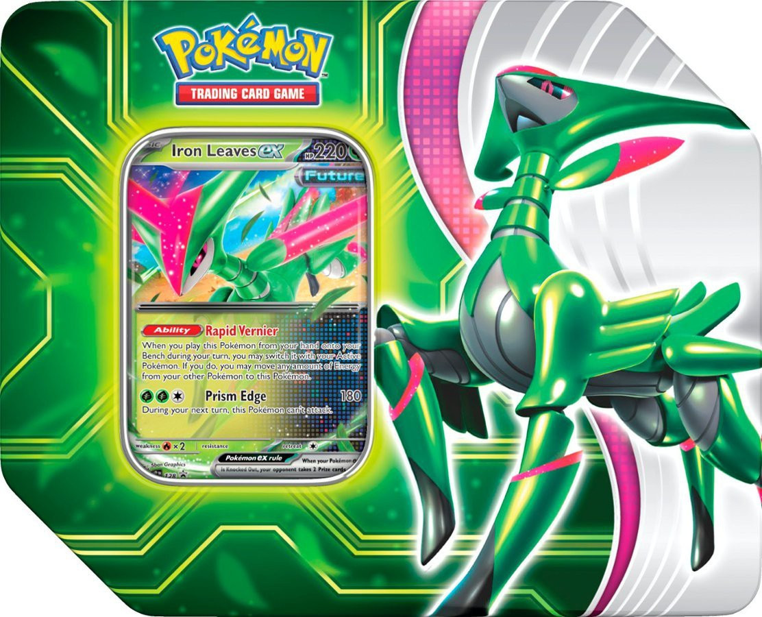 Pokemon Paradox Clash Iron Leaves ex Tin Set 5 Booster Packs 1