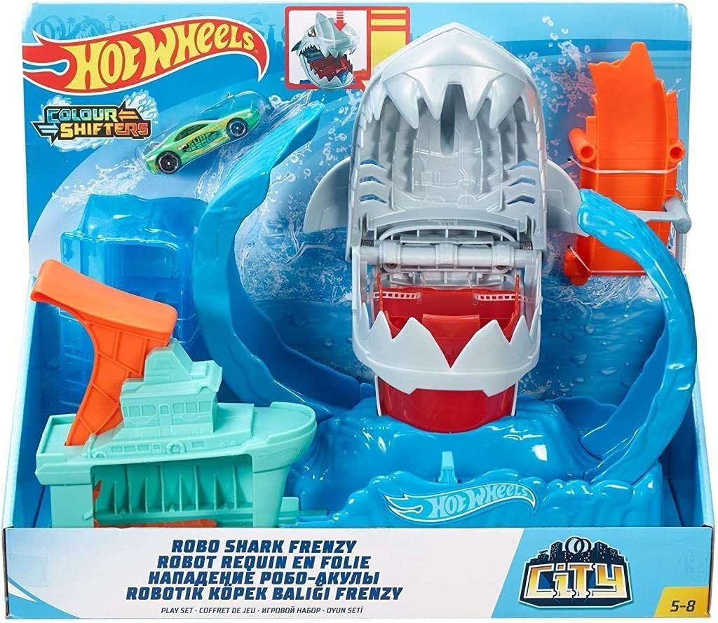 Hot Wheels City Robo Shark Frenzy 164 Track Set Mattel Toys - ToyWiz