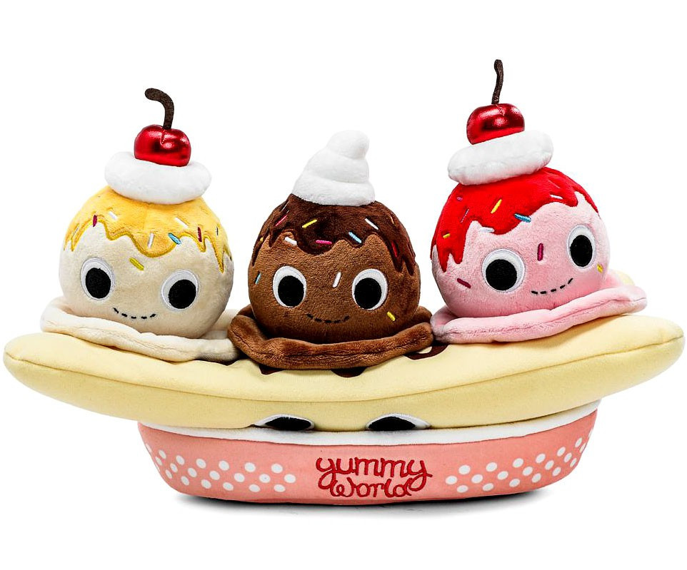 Yummy World Banana Split Interactive Plush 3 Scoops Chocolate