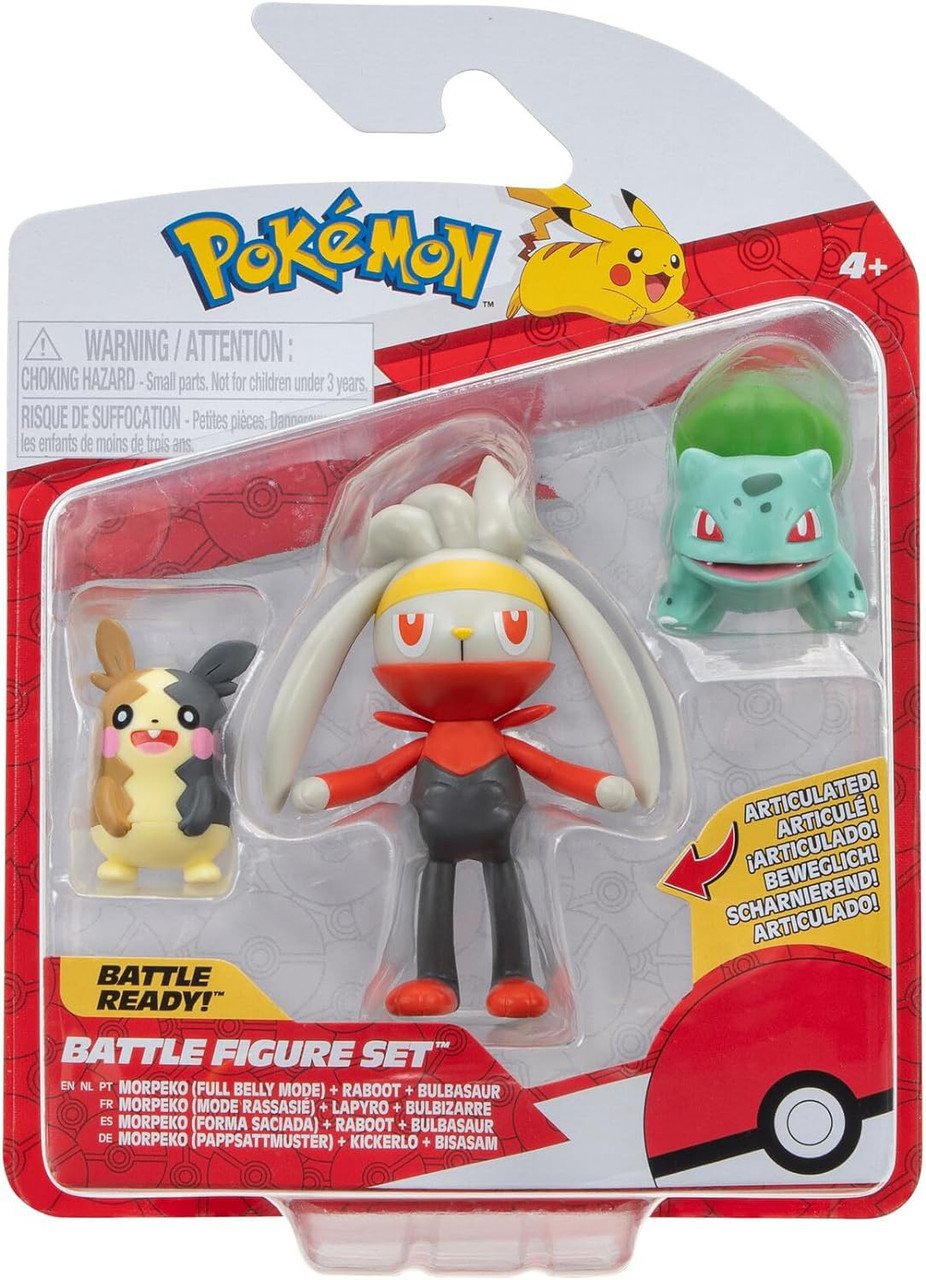 Pokémon Sélection Battle Figures – Lot De 3 – Raichu, Morpeko & Évoli – Figurines 4-6 Cm – Dès 4 Ans – Collection