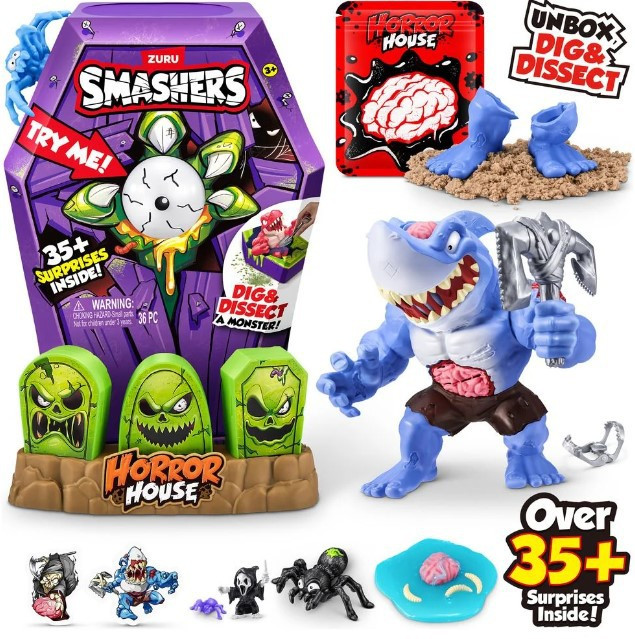 【新品未開封】AMOS TOY House of Horror（6体セット） Smashers Horror House Blood Shark LARGE Mystery Pack BLUE Spider