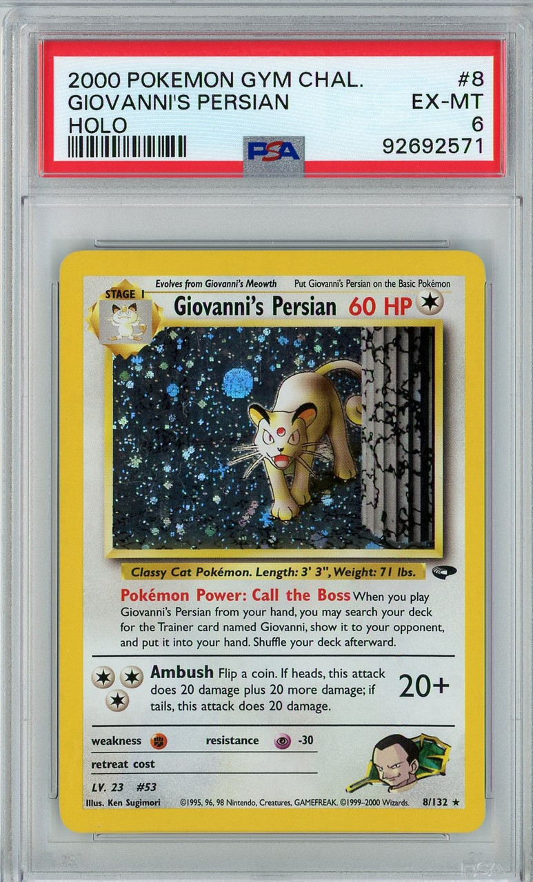 giovanni persian pokemon card Giovanni's No.053 Japanese Gym Challenge Holo Rare Car the official authentication and grading ensure this card remains a verified mainstay of your growing collection. 1999 Pokemon Japanese Gym 2