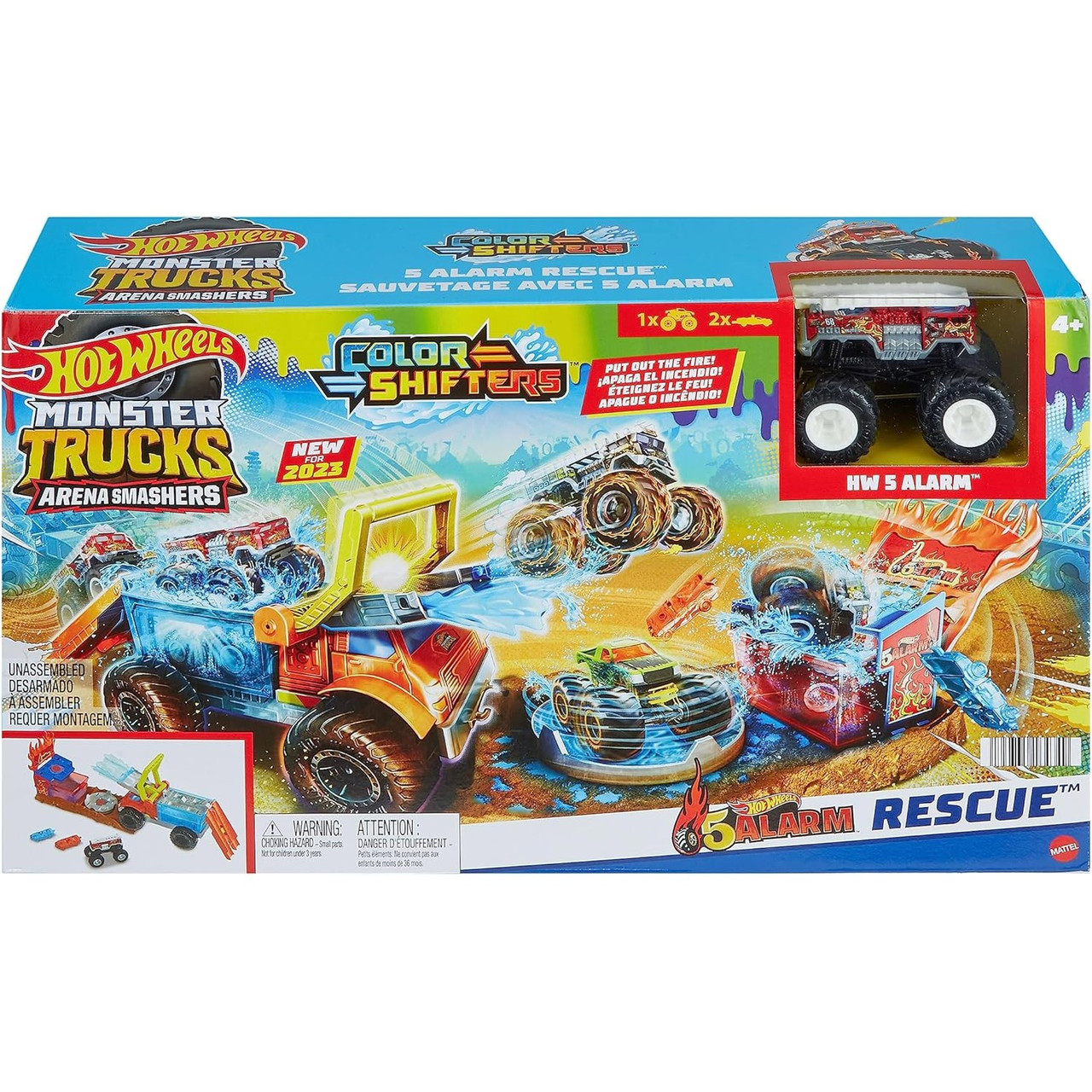 Hot Wheels Monster Trucks Color Shifters 5 Alarm Rescue 164 Mattel