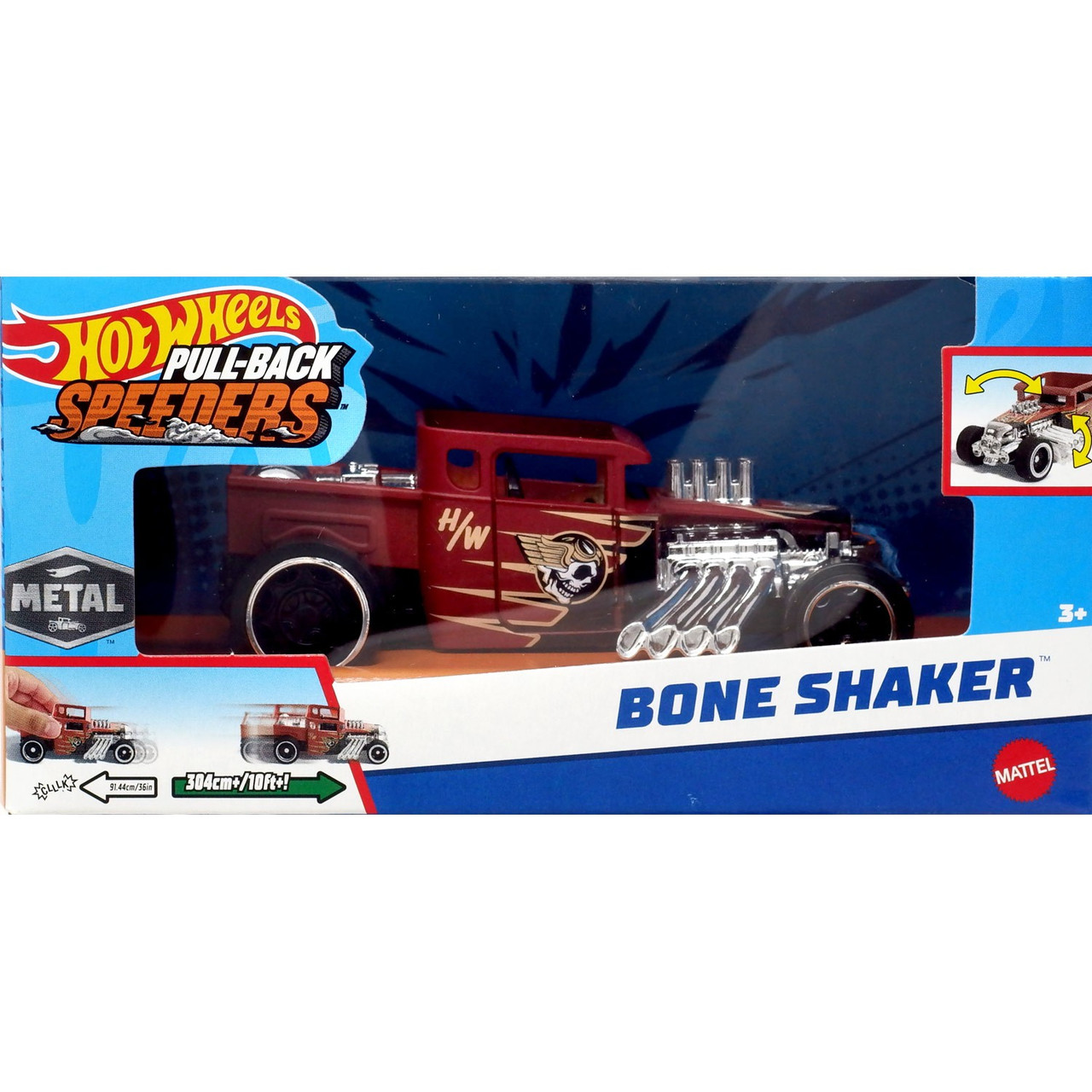 Hot Wheels Pull-Back Speeders Bone Shaker 143 Diecast Pull-Back