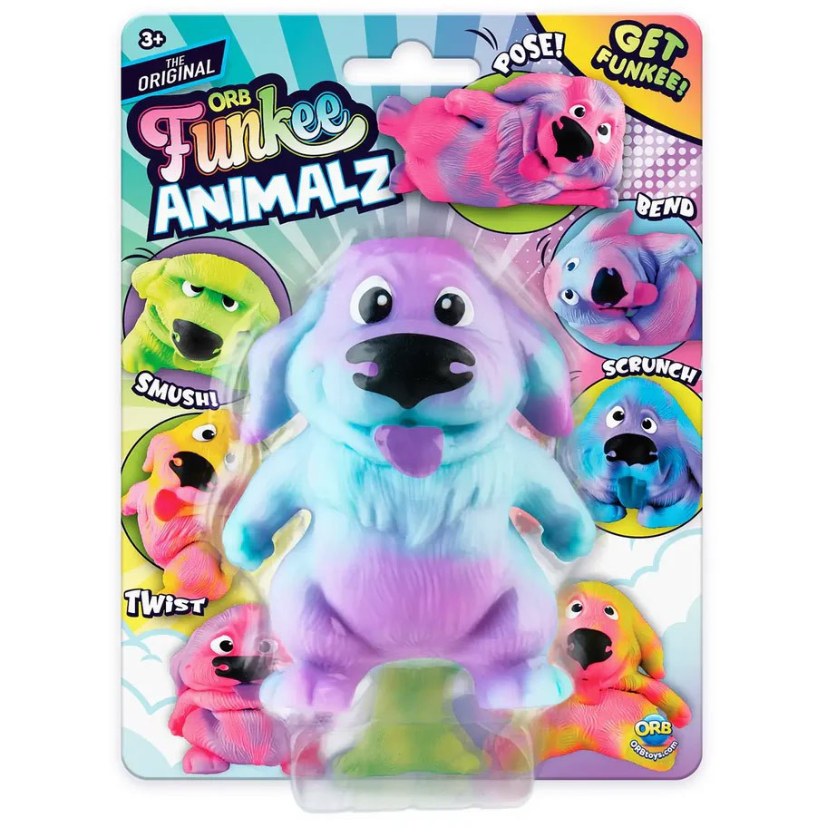 Funkee Animalz Retriever Blue Purple 4.5 Stretchy Figure ORB Toy