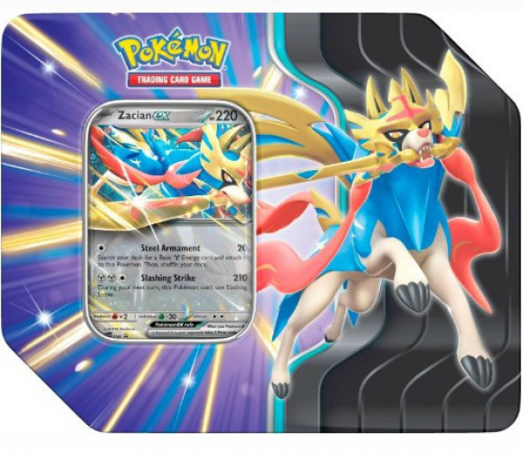 Pokemon Sword Shield Slashing Legends Zacian ex Tin Set 5 Booster