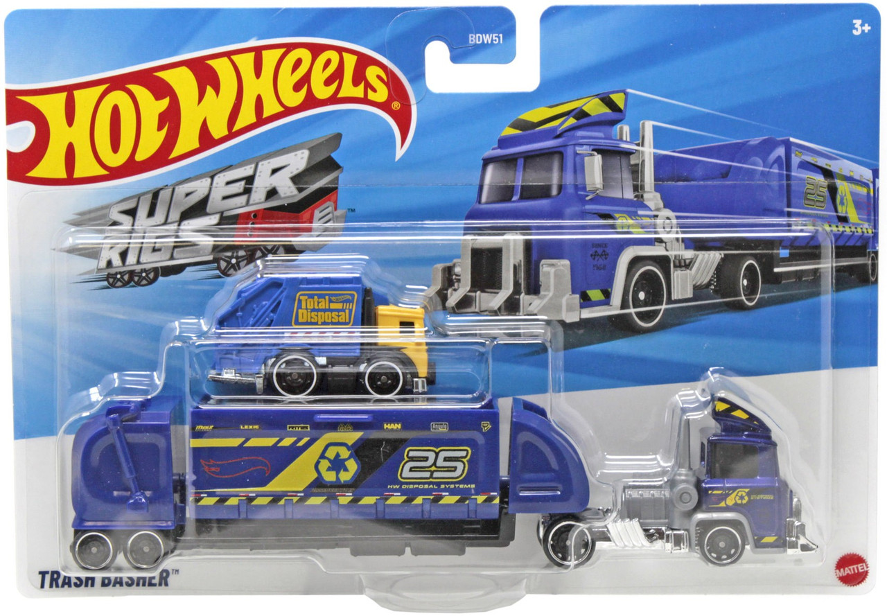 Hot Wheels Super Rigs Trash Basher Diecast Car Blue Mattel - ToyWiz