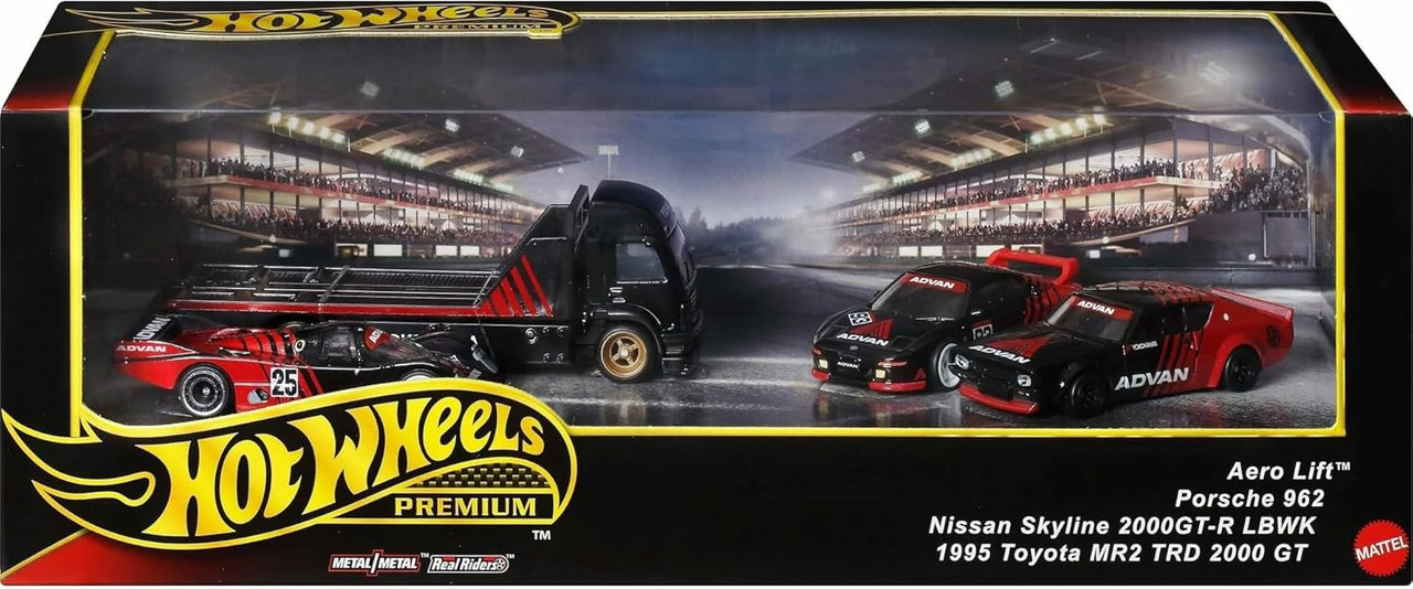 Hot Wheels Premium Real Riders Aero Lift, Porsche 962, Nissan
