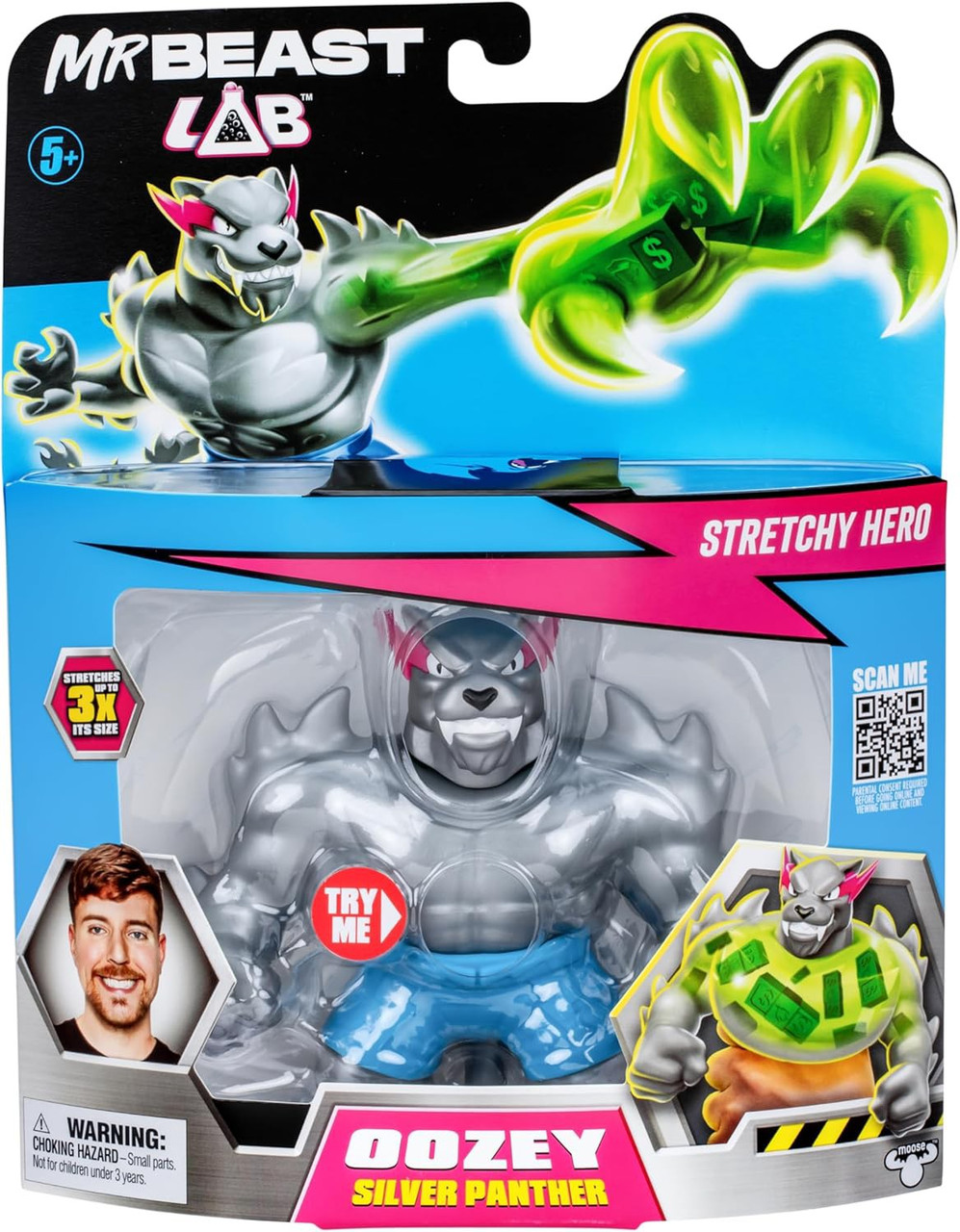 MrBeast Lab Stretchy Hero Hyper Fusion Oozey Silver Panther 5.5