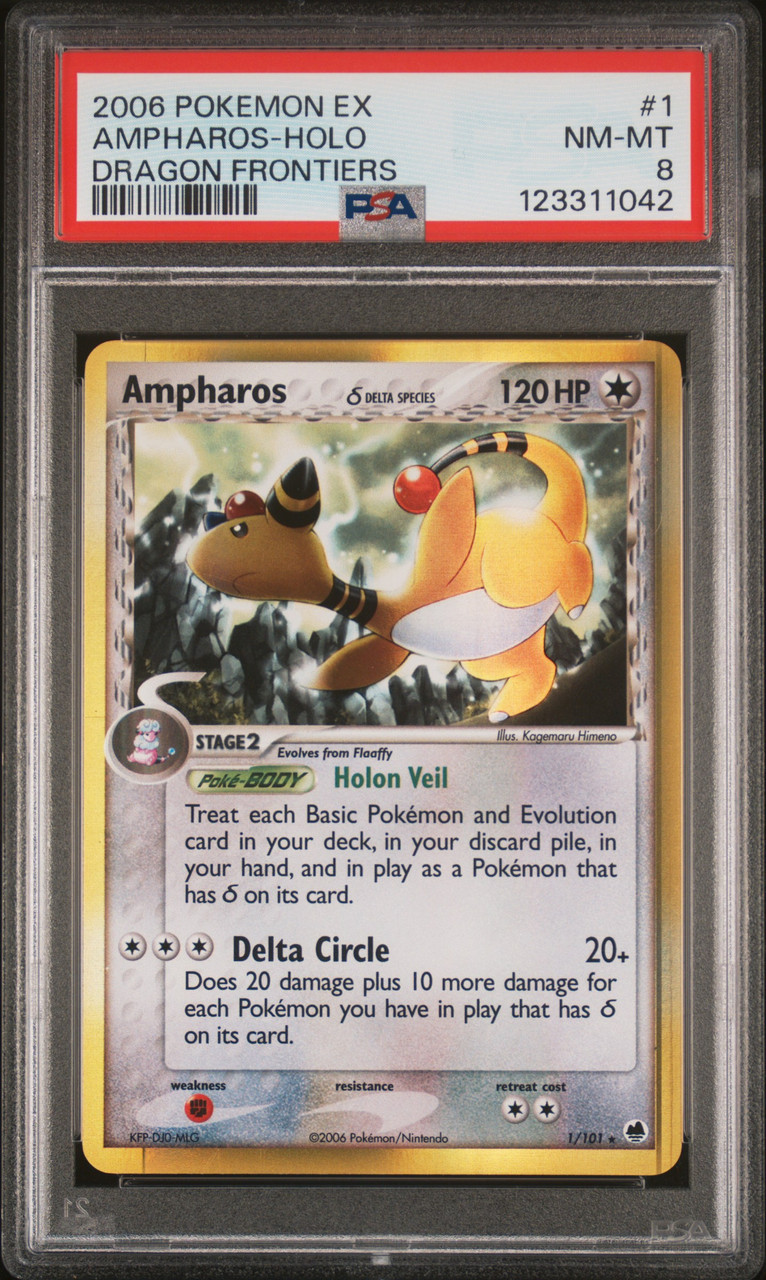 ampharos pokemon card holo (Prime) 105/123 PSA 3 vs 2 vs 1A PSA 3 has some apparent surface wear and rounding of corners Ampharos 40/114 - XY Steam