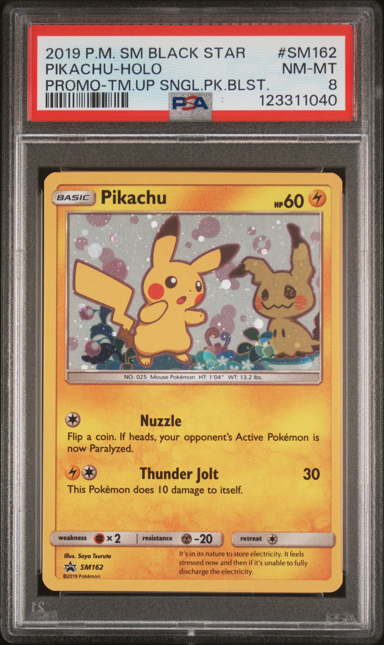 Pokemon Sun Moon Promo Single Card Promo Pikachu SM162 PSA 8 - ToyWiz