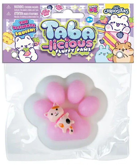 Taba-Licious Curiosities Fluffy Paws White Pink 3 Squishy Squeeze