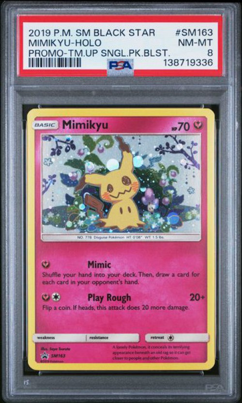 mimikyu graded card 289 SM-P Promo (Graded) Case this card is the perfect way to showcase your collection. 2024 Pokemon Paldean Fates ETB