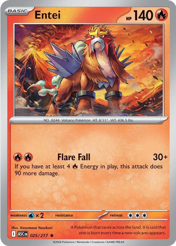 basic entei pokemon card POKMON GAME s11a 014/068 R Weakness W+20 Entei [GOLD STAR] #19 Pokemon