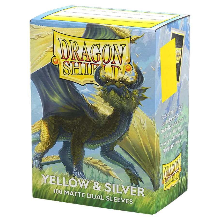 Dragon Shield Matte Yellow Silver Card Sleeves 100 Count Arcane