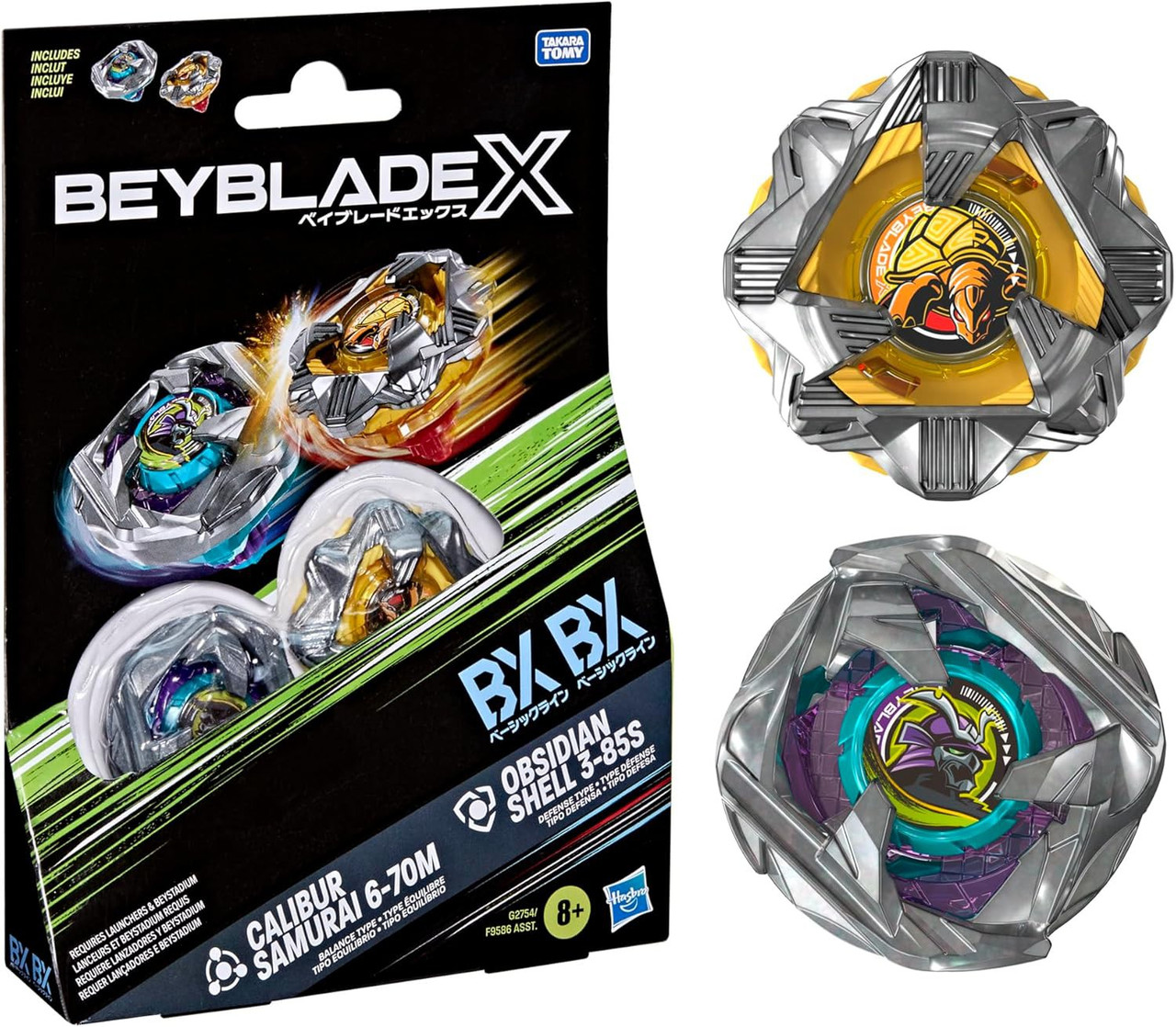 Beyblade X Calibur Samurai 6-70M Obsidian Shell 3-85S Dual Pack