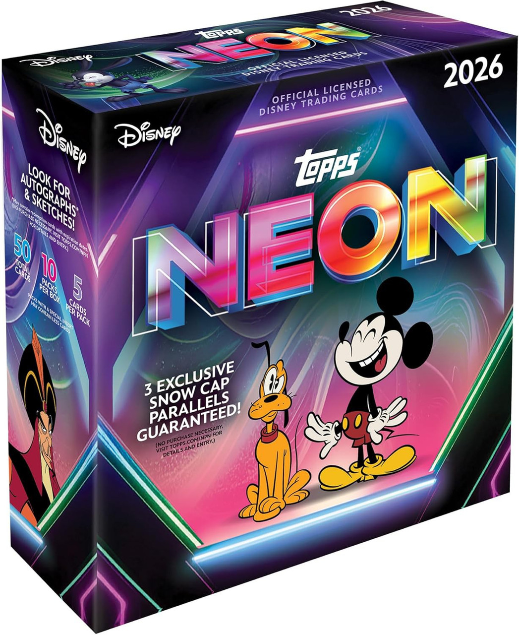 Disney Topps 2026 Neon Trading Card MEGA Box 10 Packs - ToyWiz