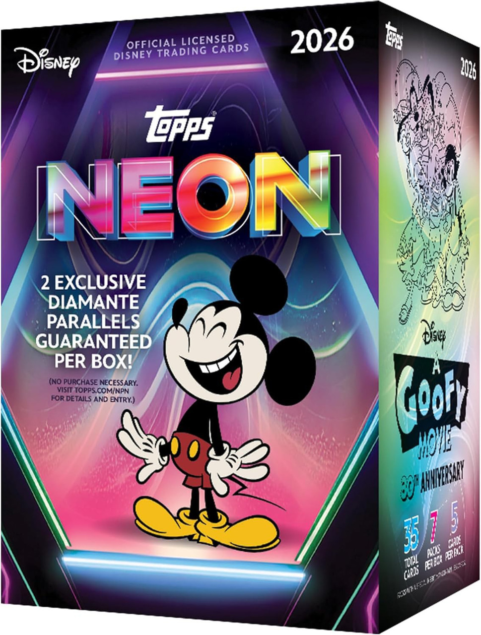 Disney Topps 2026 Neon Trading Card BLASTER Box 7 Packs - ToyWiz