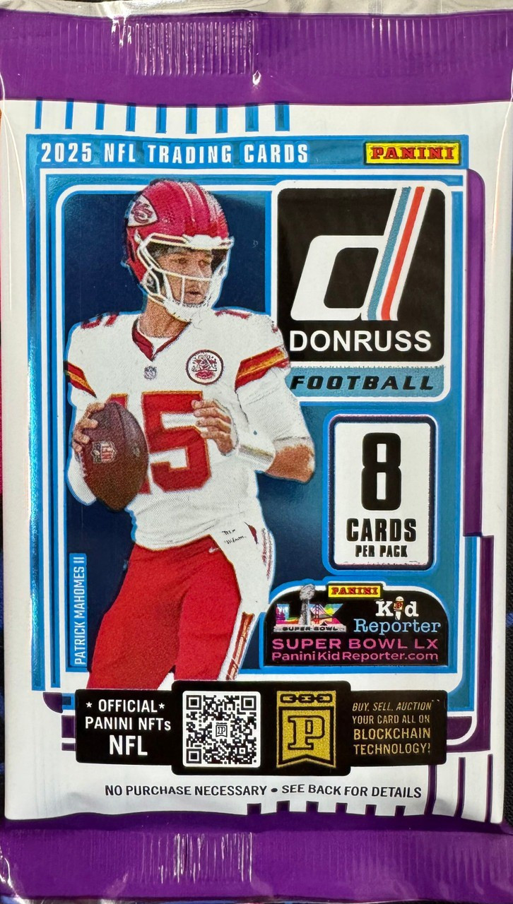 NFL 2025 Donruss Football Trading Card Retail Pack 8 Cards、ToyWiz、kayou