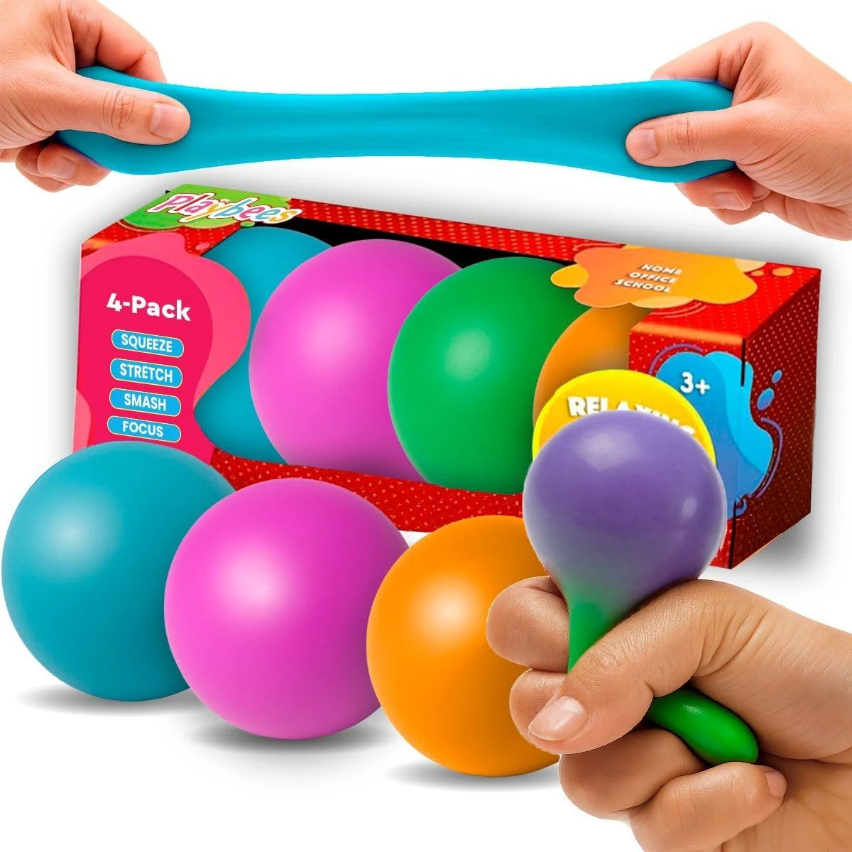 Sensory Bounce Balls 2-Inch Squeeze Toy 4-Pack、ToyWiz、kayou