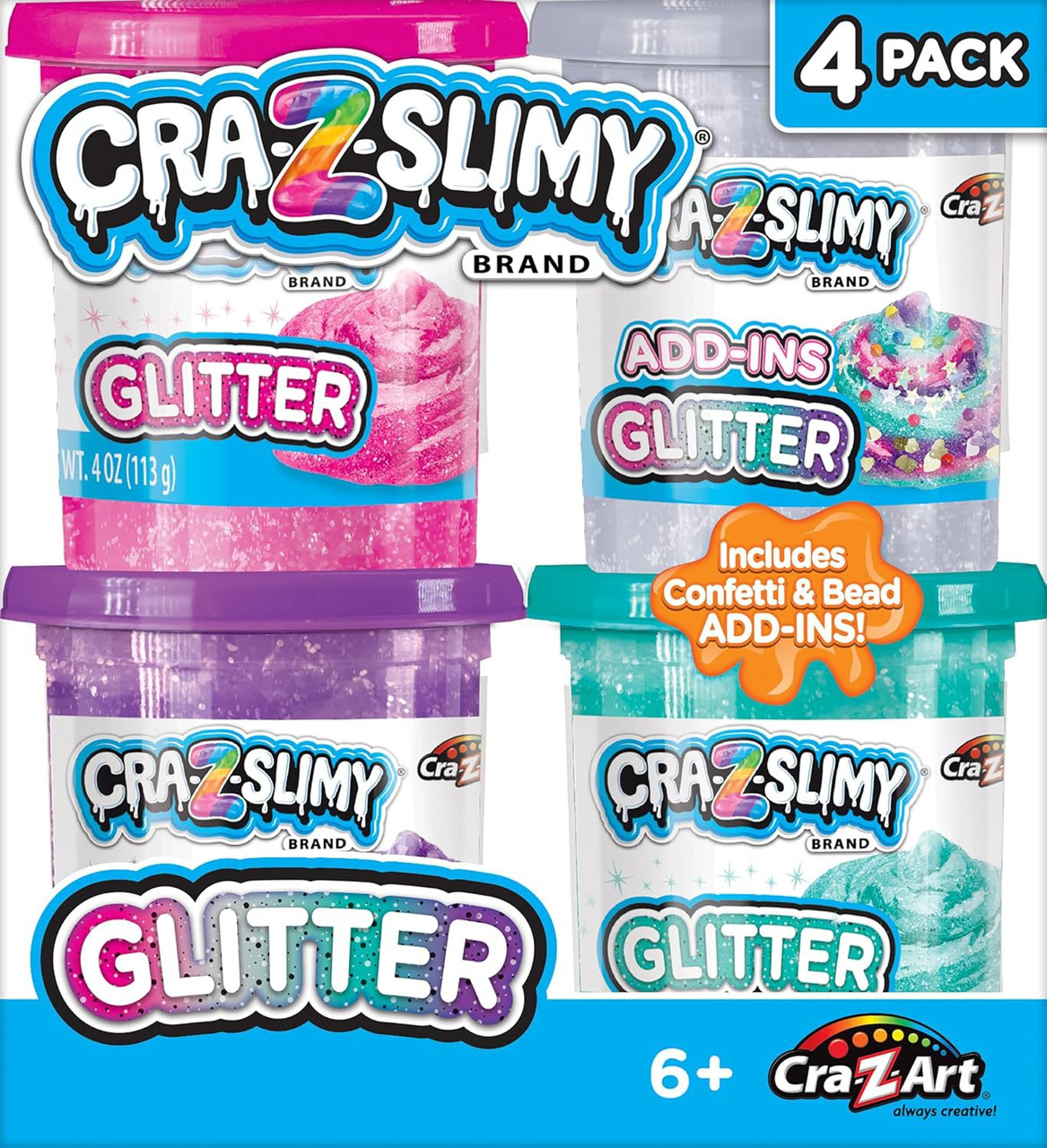 Cra-Z-Slimy GLITTER 12 Oz. Slime 4-Pack Cra-Z-Art - ToyWiz