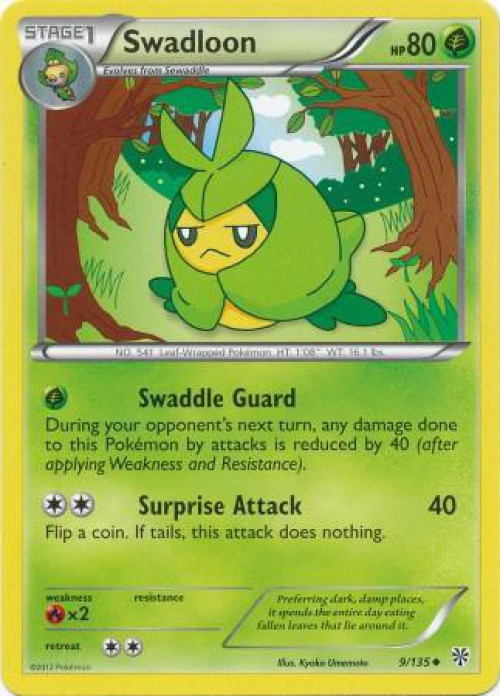 Pokemon Trading Card Game Black & White Plasma Storm Uncommon Swadloon #9 Lightly Played、ToyWiz、kayou