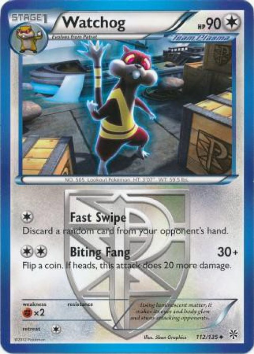 Pokemon Trading Card Game Black & White Plasma Storm Reverse Holo Watchog #112、ToyWiz、kayou
