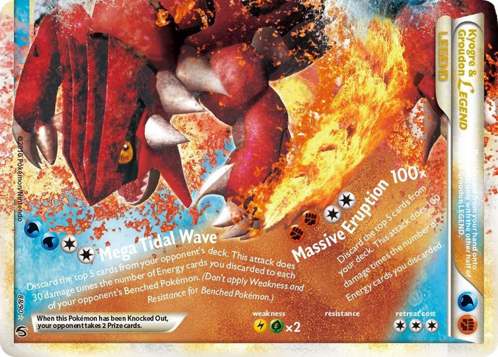 Pokemon HeartGold & Soulsilver Undaunted Ultra Rare Kyogre & Groudon LEGEND #88 Bottom Half、ToyWiz、kayou