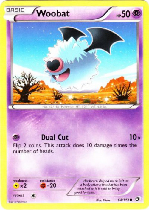 Pokemon Black & White Legendary Treasures Common Woobat #64 Reverse Holo、ToyWiz、kayou