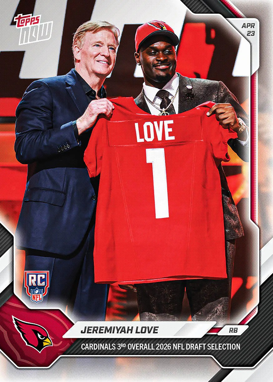 NFL Arizona Cardinals 2026 NOW Football Jeremiyah Love JLOV Rookie, 3rd Overall Pick、ToyWiz、kayou