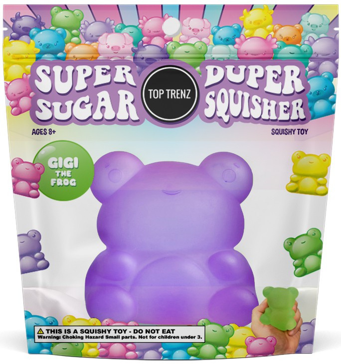 Super Duper Sugar Squisher Gigi the Frog PURPLE Squish Toy Top