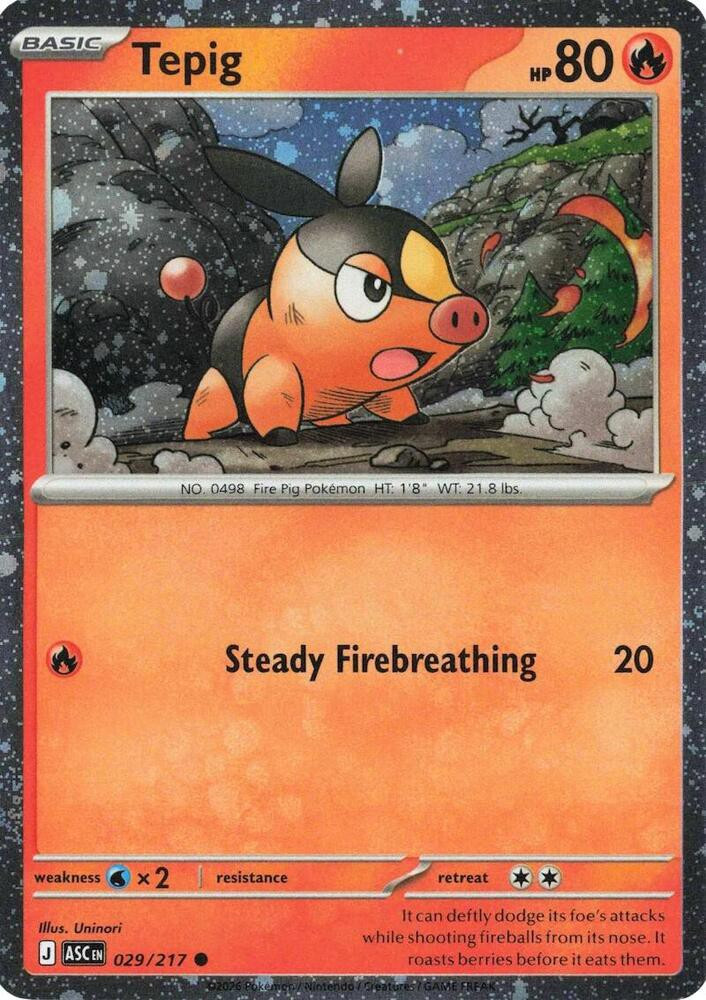 Pokemon Trading Card Game Mega Evolution Ascended Heroes Promo Tepig #29、ToyWiz、kayou