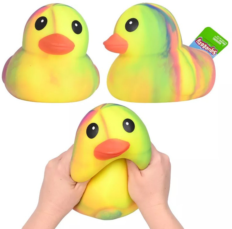 Laffy Quacks Jumbo Squishy Duck TIE-DYE YELLOW 6 Squeeze Toy Sunny