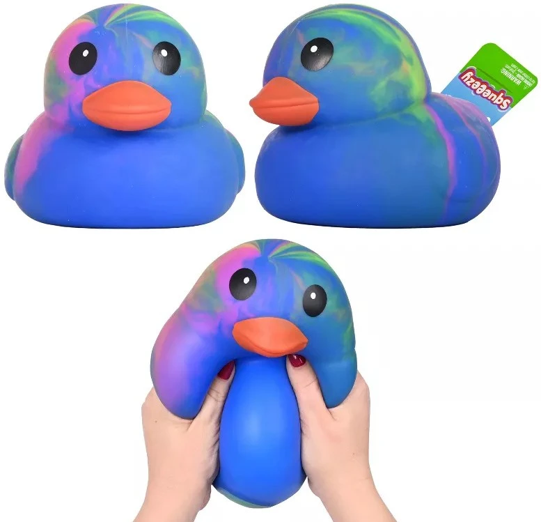 Laffy Quacks Jumbo Squishy Duck TIE-DYE BLUE 6-Inch Squeeze Toy、ToyWiz、kayou