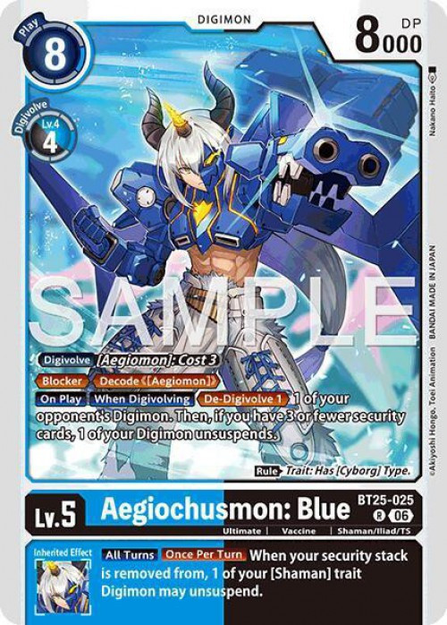 Digimon Trading Card Game Dual Revolution Rare Aegiochusmon: Blue BT25-025、ToyWiz、kayou