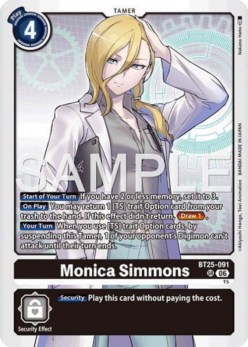 Digimon Trading Card Game Dual Revolution Super Rare Monica Simmons BT25-091、ToyWiz、kayou