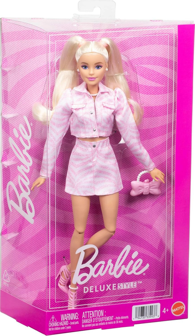 Barbie Deluxe Style Barbie 13.25 Doll 9, Pink Denim Outfit Mattel