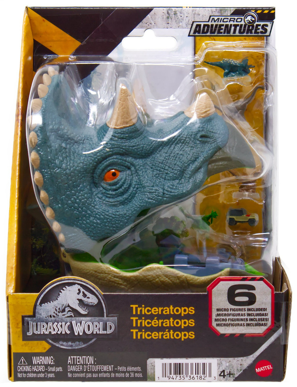 Jurassic World Rebirth Micro Adventures Triceratops Playset Mattel