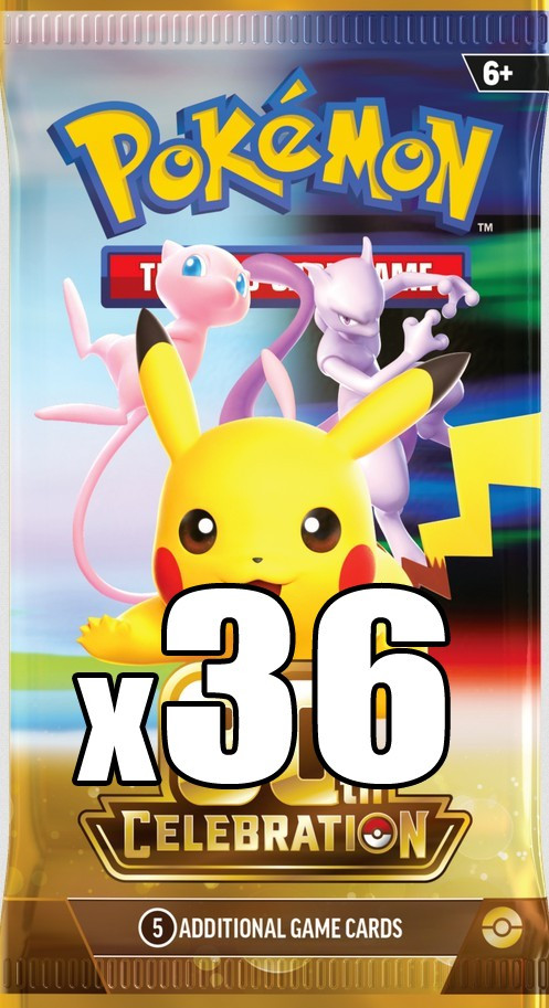 Pokemon 30th Anniversary LOT of 36 Booster Packs Equivalent of a