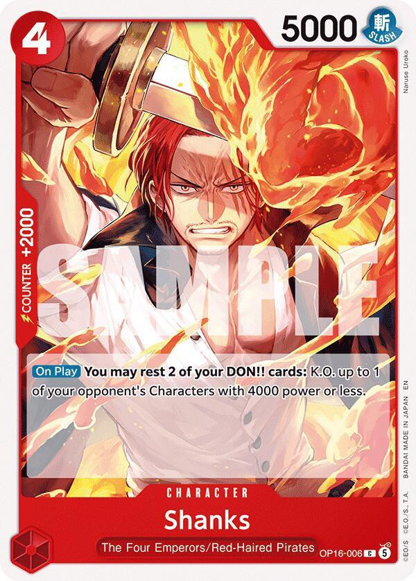 one piece trading card game shanks OP09 Custom Art There are no partial refunds or returns because of the case condition List of Shanks | Buy
